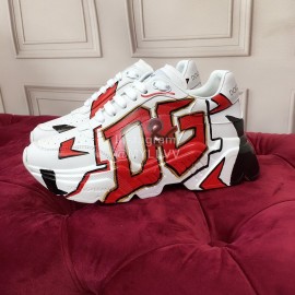 Dolce Gabbana Silk Leather Sneakers For Men And Women Red