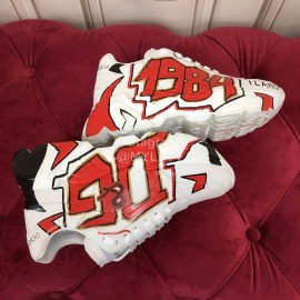 Dolce Gabbana Silk Leather Sneakers For Men And Women Red