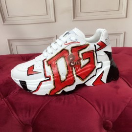 Dolce Gabbana Silk Leather Sneakers For Men And Women Red