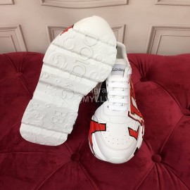 Dolce Gabbana Silk Leather Sneakers For Men And Women Red