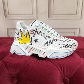 Dolce Gabbana Silk Leather Sneakers For Men And Women Yellow