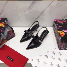 Dolce Gabbana Cowhide Pointed High Heels For Women Black