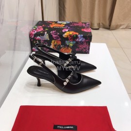 Dolce Gabbana Cowhide Pointed High Heels For Women Black