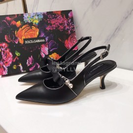 Dolce Gabbana Cowhide Pointed High Heels For Women Black