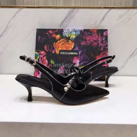 Dolce Gabbana Cowhide Pointed High Heels For Women Black