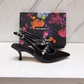 Dolce Gabbana Cowhide Pointed High Heels For Women Black