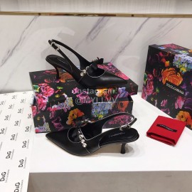 Dolce Gabbana Cowhide Pointed High Heels For Women Black