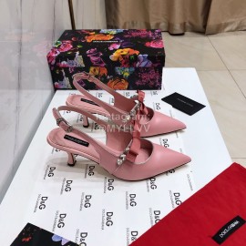 Dolce Gabbana Cowhide Pointed High Heels For Women Pink