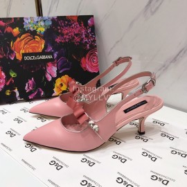 Dolce Gabbana Cowhide Pointed High Heels For Women Pink