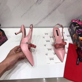 Dolce Gabbana Cowhide Pointed High Heels For Women Pink