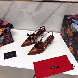 Dolce Gabbana Cowhide Pointed High Heels For Women Brown