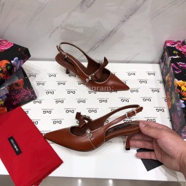 Dolce Gabbana Cowhide Pointed High Heels For Women Brown
