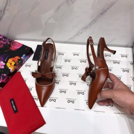 Dolce Gabbana Cowhide Pointed High Heels For Women Brown