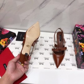 Dolce Gabbana Cowhide Pointed High Heels For Women Brown