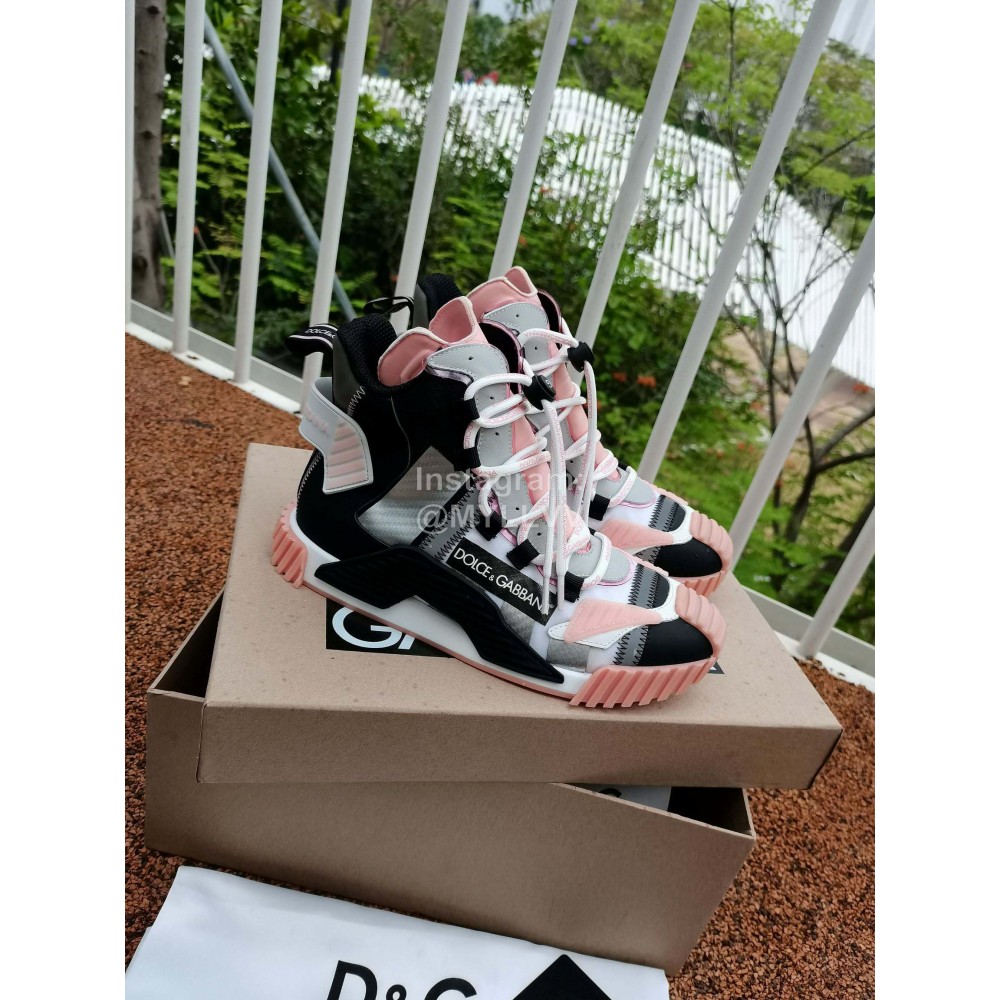Dolce Gabbana New High Top Color Blocking Sneakers For Men And Women Pink