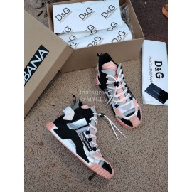 Dolce Gabbana New High Top Color Blocking Sneakers For Men And Women Pink