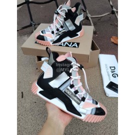 Dolce Gabbana New High Top Color Blocking Sneakers For Men And Women Pink