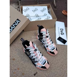 Dolce Gabbana New High Top Color Blocking Sneakers For Men And Women Pink