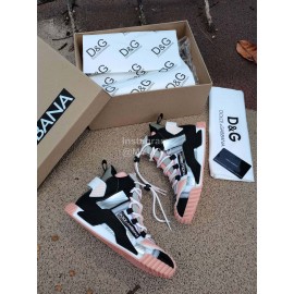 Dolce Gabbana New High Top Color Blocking Sneakers For Men And Women Pink