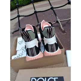 Dolce Gabbana New High Top Color Blocking Sneakers For Men And Women Pink