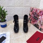 Dolce Gabbana New Patent Leather High Heeled Short Boots For Women Black