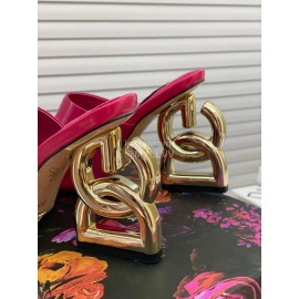 Dolce Gabbana New Patent Leather High Heeled Slippers For Women Rose Red