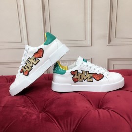 Dolce Gabbana Graffiti Silk Leather Casual Shoes For Women Green