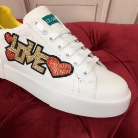 Dolce Gabbana Graffiti Silk Leather Casual Shoes For Women Green