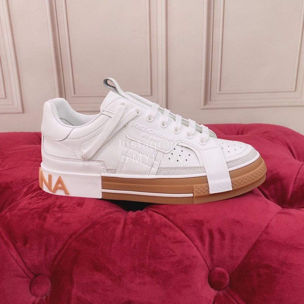 Dolce Gabbana New Silk Leather Casual Sneakers For Women Tan