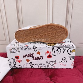 Dolce Gabbana New Silk Leather Casual Sneakers For Women Tan