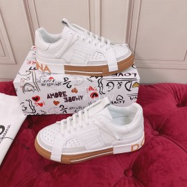 Dolce Gabbana New Silk Leather Casual Sneakers For Women Tan