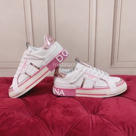 Dolce Gabbana New Silk Leather Casual Sneakers For Women Pink