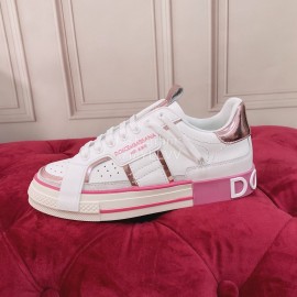 Dolce Gabbana New Silk Leather Casual Sneakers For Women Pink