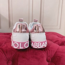 Dolce Gabbana New Silk Leather Casual Sneakers For Women Pink