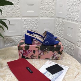 Dolce Gabbana Cowhide Thick High Heeled Slippers For Women Blue