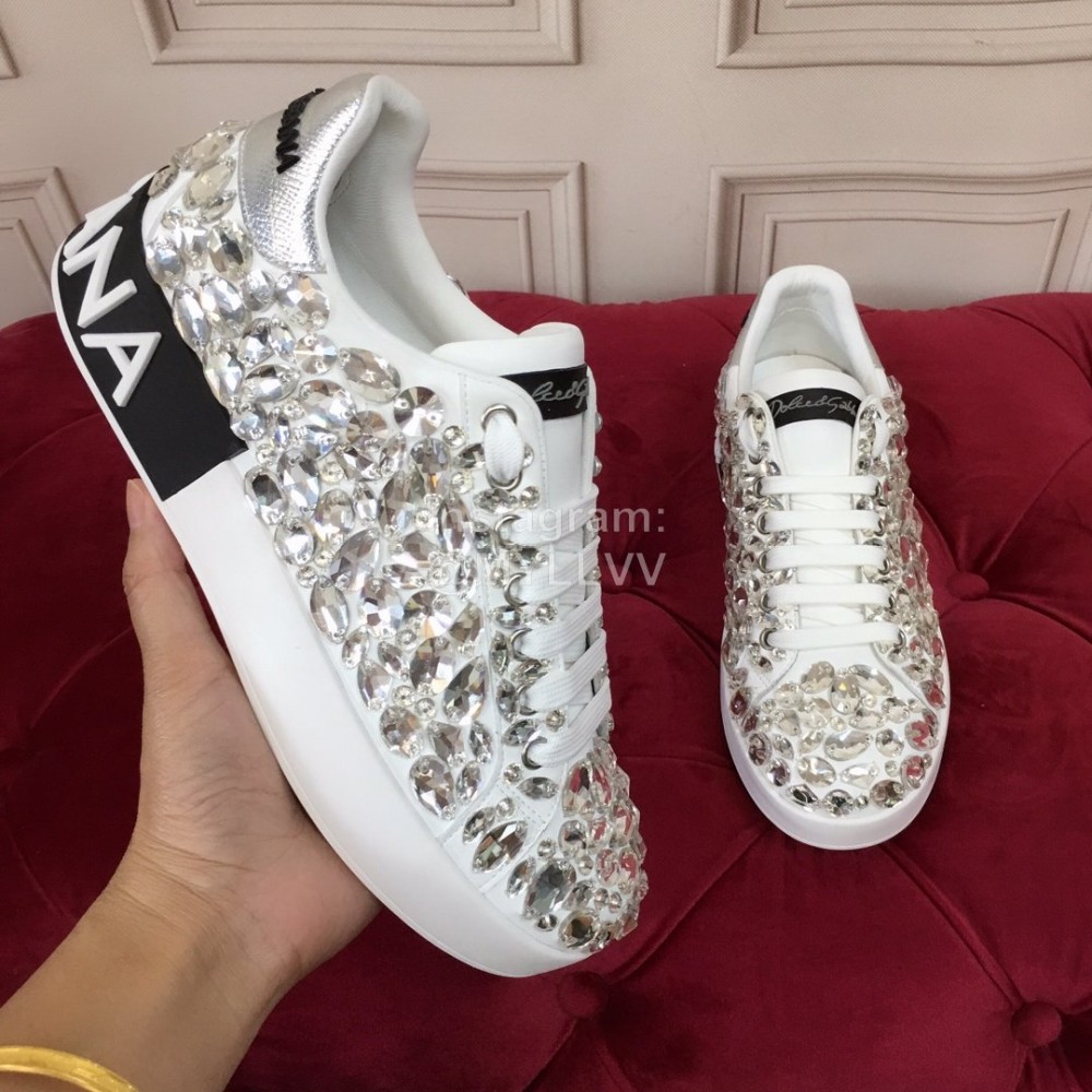 Dolce Gabbana New Silk Leather Lace Up Casual Shoes For Women 