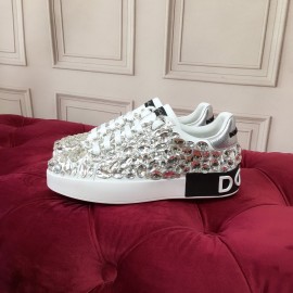 Dolce Gabbana New Silk Leather Lace Up Casual Shoes For Women 