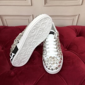 Dolce Gabbana New Silk Leather Lace Up Casual Shoes For Women 