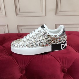 Dolce Gabbana New Silk Leather Lace Up Casual Shoes For Women 