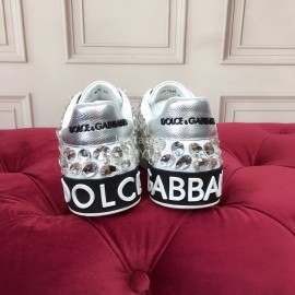 Dolce Gabbana New Silk Leather Lace Up Casual Shoes For Women 