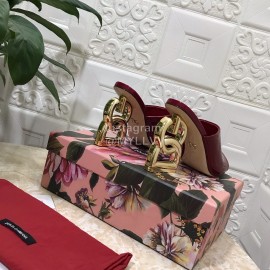 Dolce Gabbana Patent Leather High Heeled Slippers For Women Red