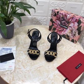 Dolce Gabbana Cowhide High Heeled Sandals For Women Black