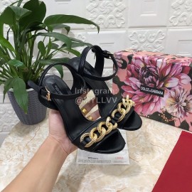 Dolce Gabbana Cowhide High Heeled Sandals For Women Black