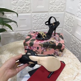 Dolce Gabbana Cowhide High Heeled Sandals For Women Black