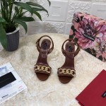 Dolce Gabbana Cowhide High Heeled Sandals For Women Brown