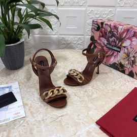 Dolce Gabbana Cowhide High Heeled Sandals For Women Brown