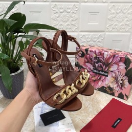 Dolce Gabbana Cowhide High Heeled Sandals For Women Brown