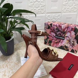 Dolce Gabbana Cowhide High Heeled Sandals For Women Brown