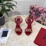 Dolce Gabbana Cowhide High Heeled Sandals For Women Red