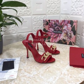 Dolce Gabbana Cowhide High Heeled Sandals For Women Red
